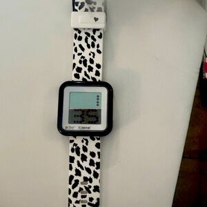 Betsy Johnson black and white Cheetah Watch
